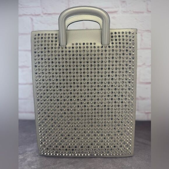 Christian Louboutin Trictrac Portfolio Leather Stud Spike Bag - Picture 1 of 12